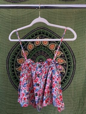 American Eagle Outfitters Floral Button-Front Pink Blue Red Tank Top